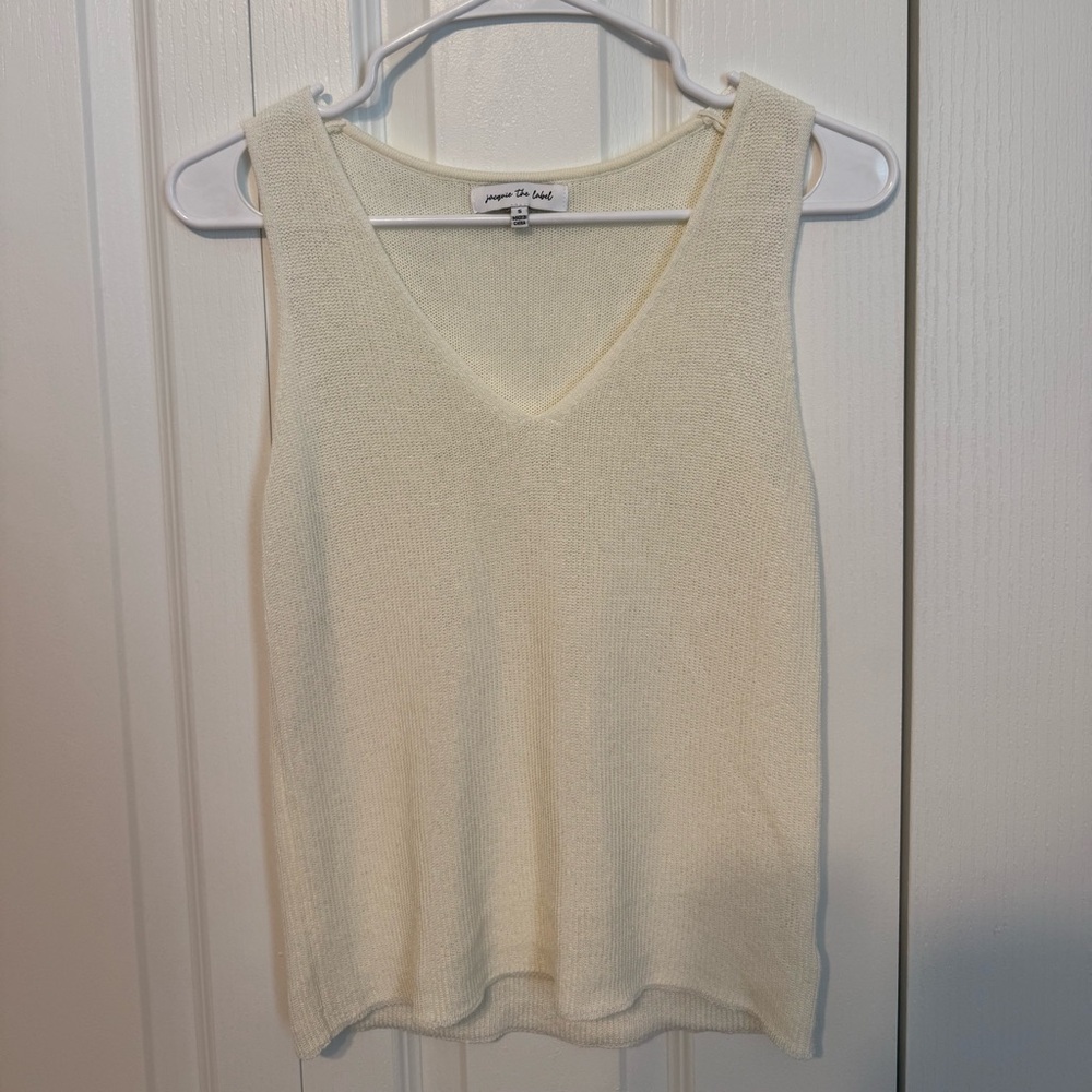 Jacqui E Ivory Knit Tank Top